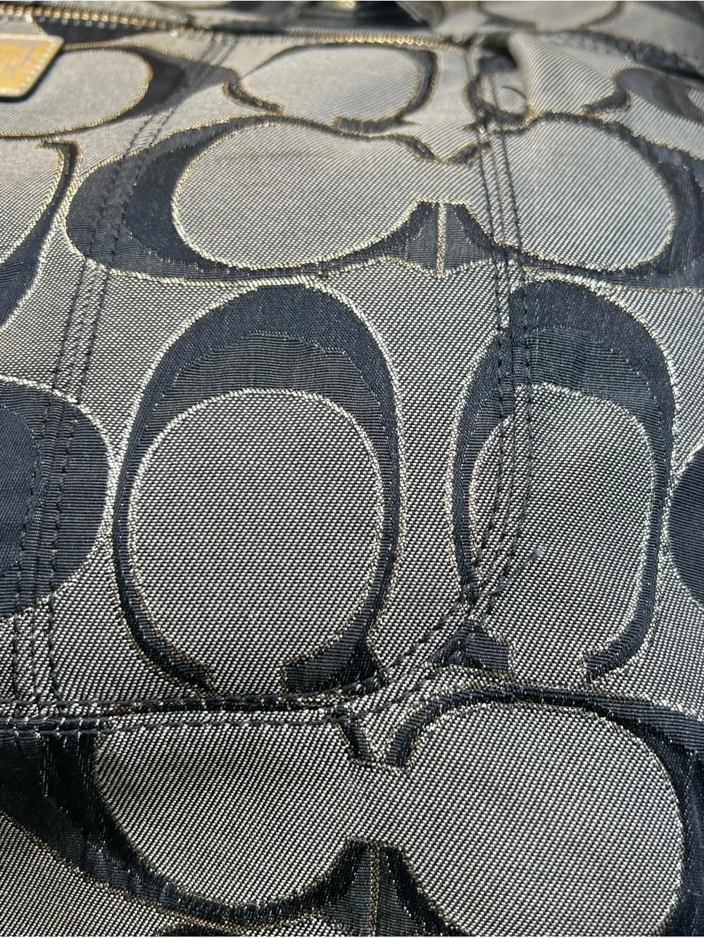 COACH POPPY Black Signature Glam Tote.